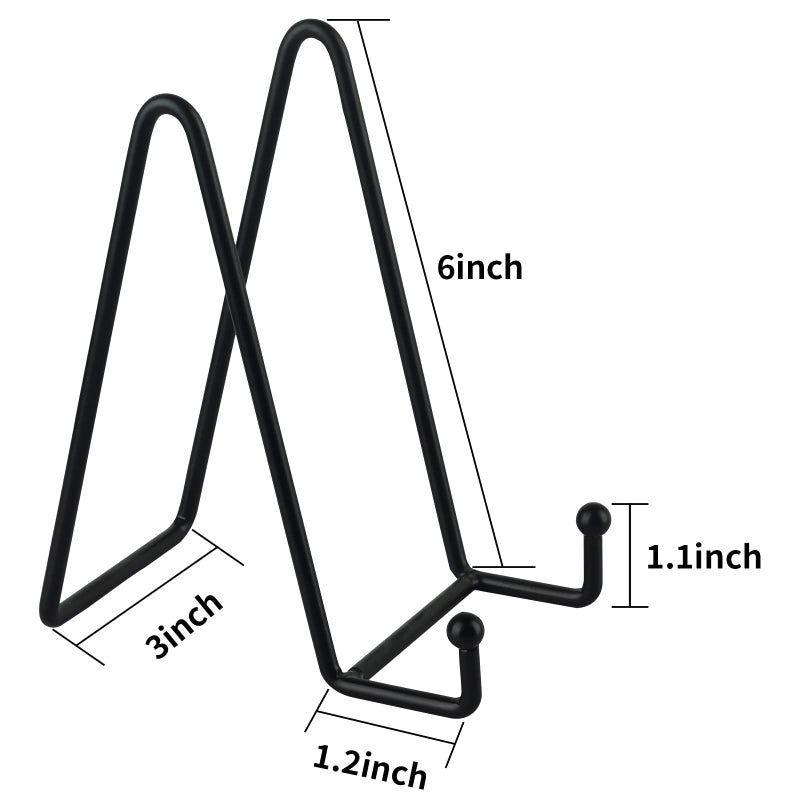 Decolore 3 Pack 6 Inch Black Metal Display Stands Plate Holder Display Stands for Picture, Decorative Plate, Book, Photo Easel, Artistic Work (3 Pack, 6 inch) - Image 3